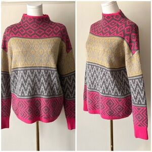 Artisan NY Multicolour Printed Bright Colour Block Mohair‎ & Wool Blend Sweater
